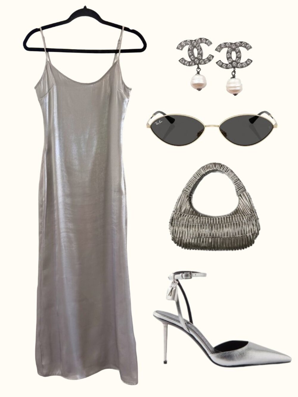 Princess Polly Silver Metallic Slip Maxi Dress sz 2